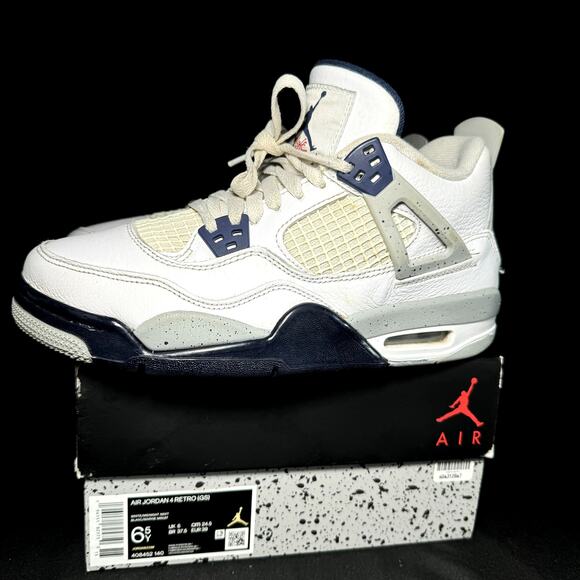 Size 6.5 - Nike Air Jordan 4 Retro GS Midnight Navy 2022 Men's Shoes - Picture 9 of 9